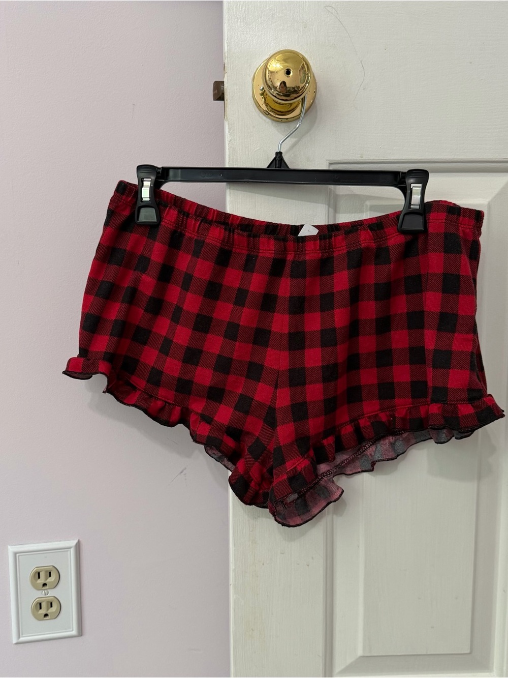 Xhilaration Red and Black Buffalo Plaid Ruffle Sleep Shorts
